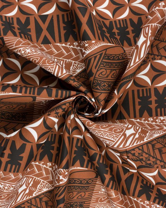 Polynesian fabric ATUA Brown - Tissushop